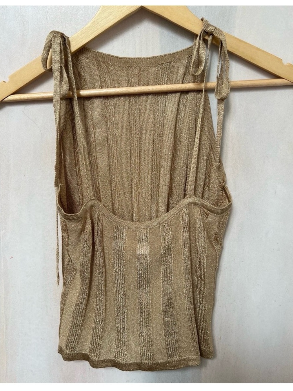 Rouje Gold Knit Tie-Shoulder Tank Top - Picture 4 of 5